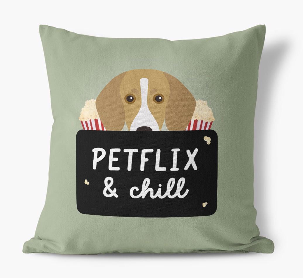 Petflix & Chill: Personalized {breedFullName} Canvas Pillow