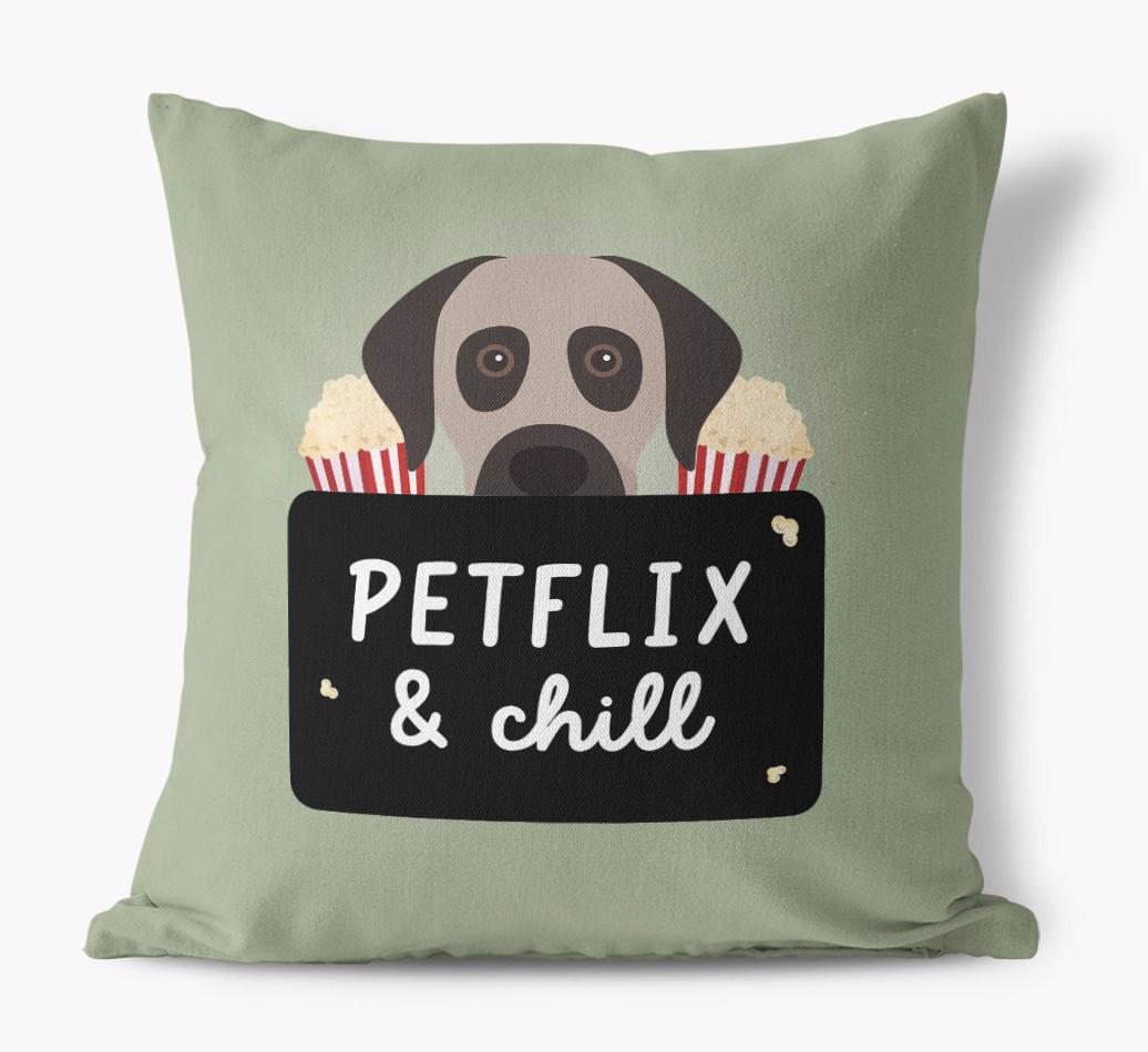 Petflix & Chill: Personalized {breedFullName} Canvas Pillow