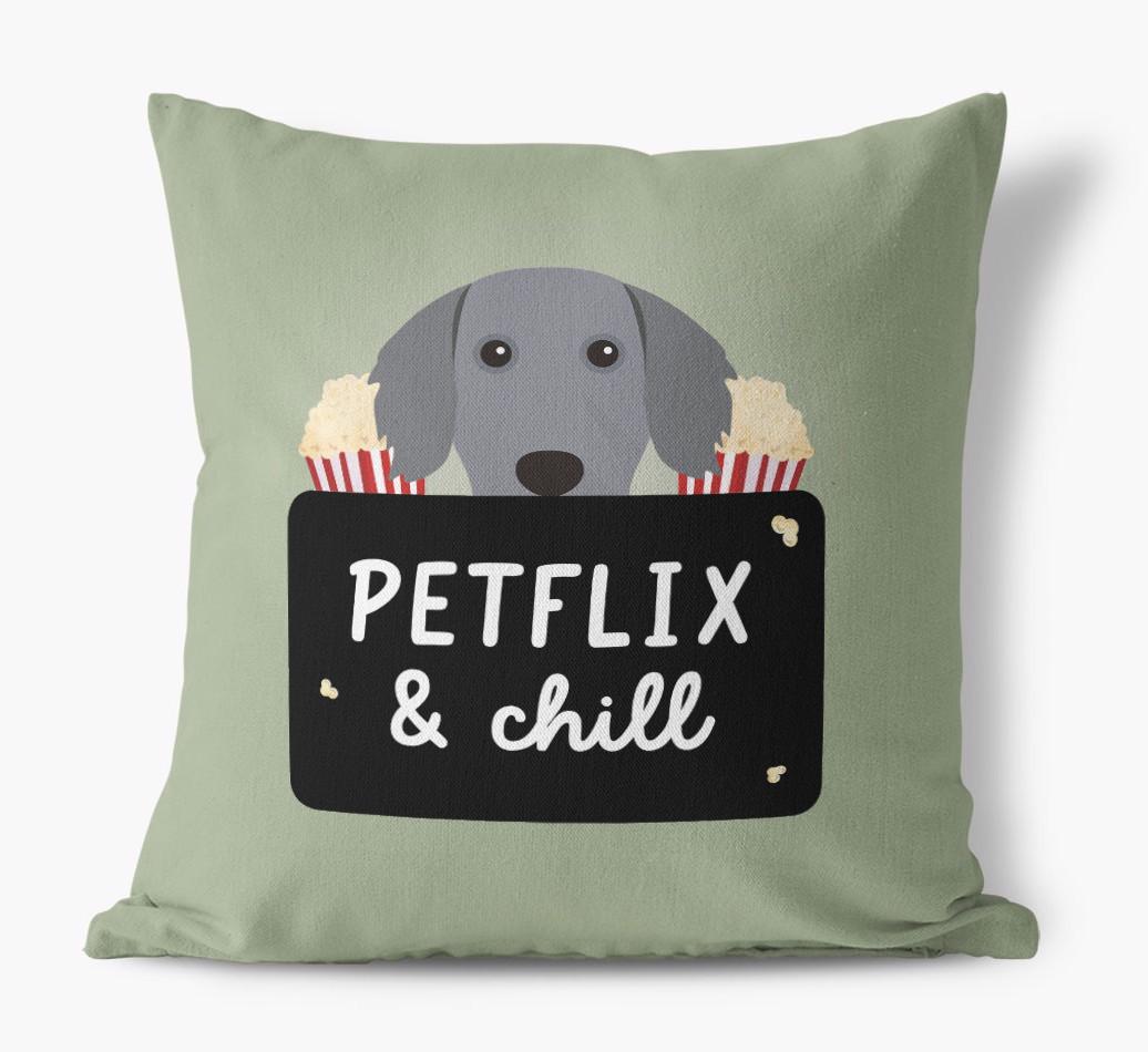 Petflix & Chill: Personalized {breedFullName} Canvas Pillow