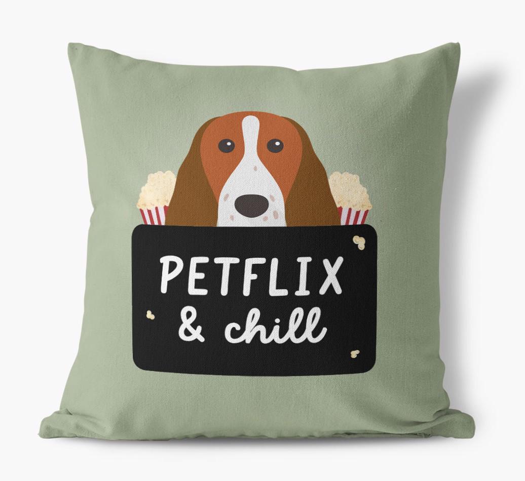 Petflix & Chill: Personalized {breedFullName} Canvas Pillow