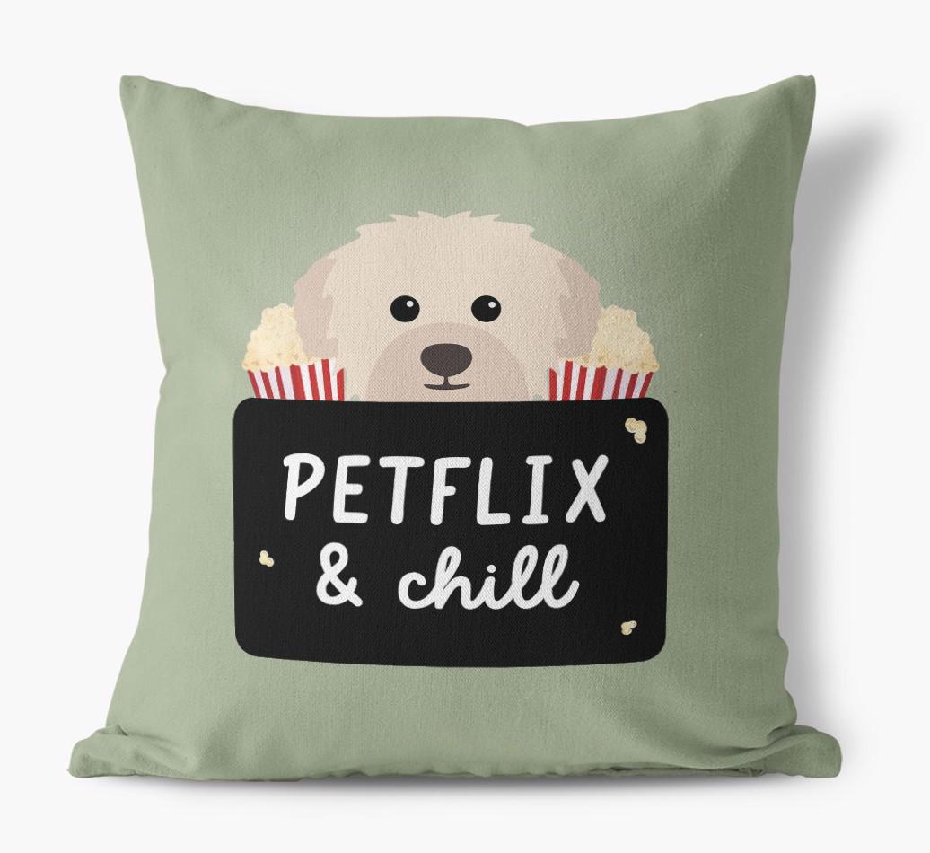Petflix & Chill: Personalized {breedFullName} Canvas Pillow