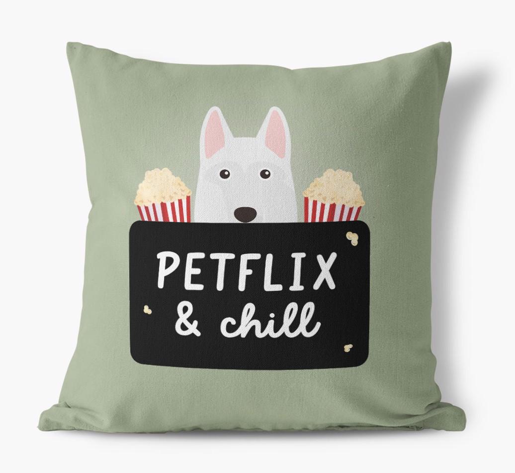 Petflix & Chill: Personalized {breedFullName} Canvas Pillow