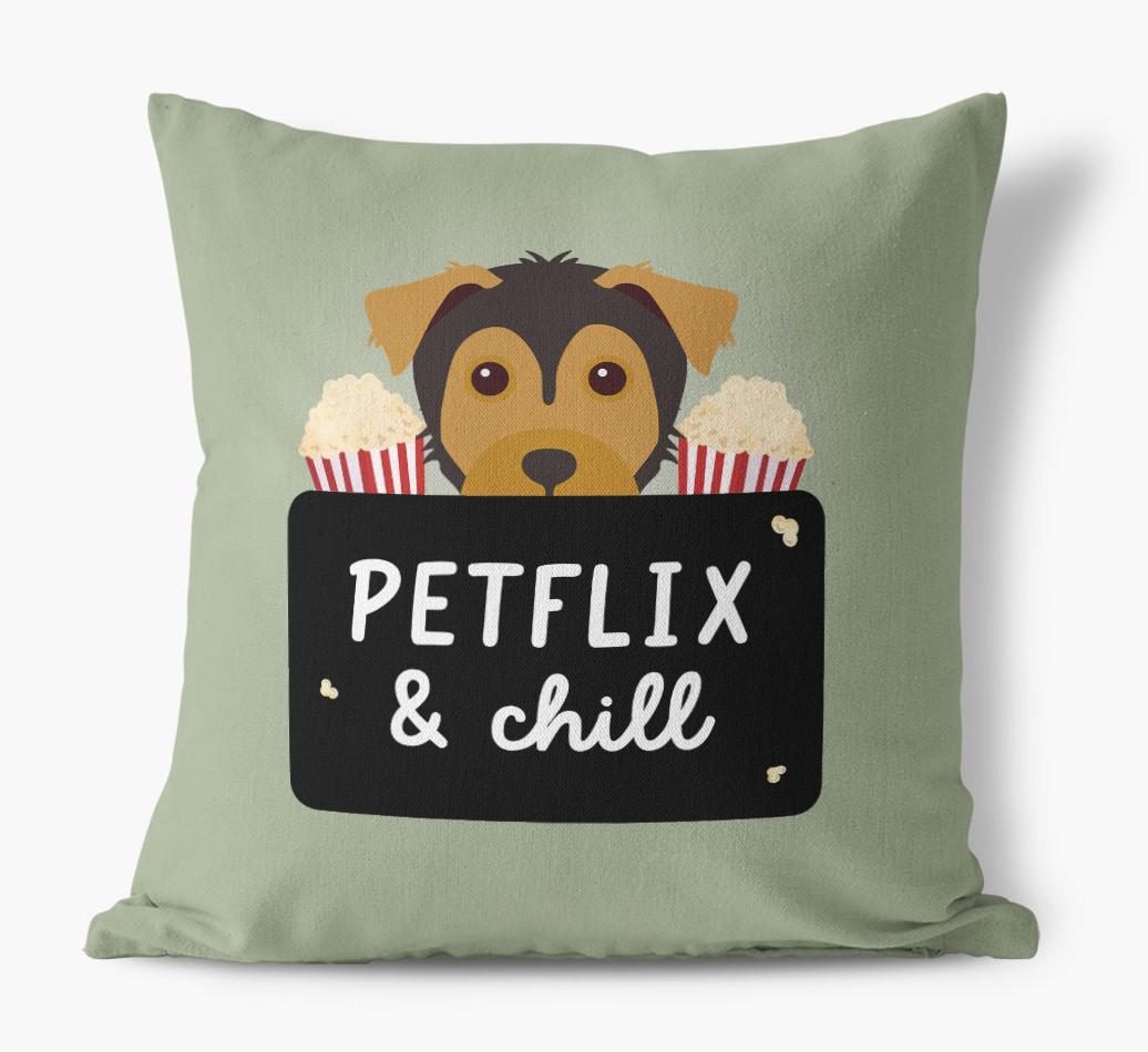 Petflix & Chill: Personalized {breedFullName} Canvas Pillow