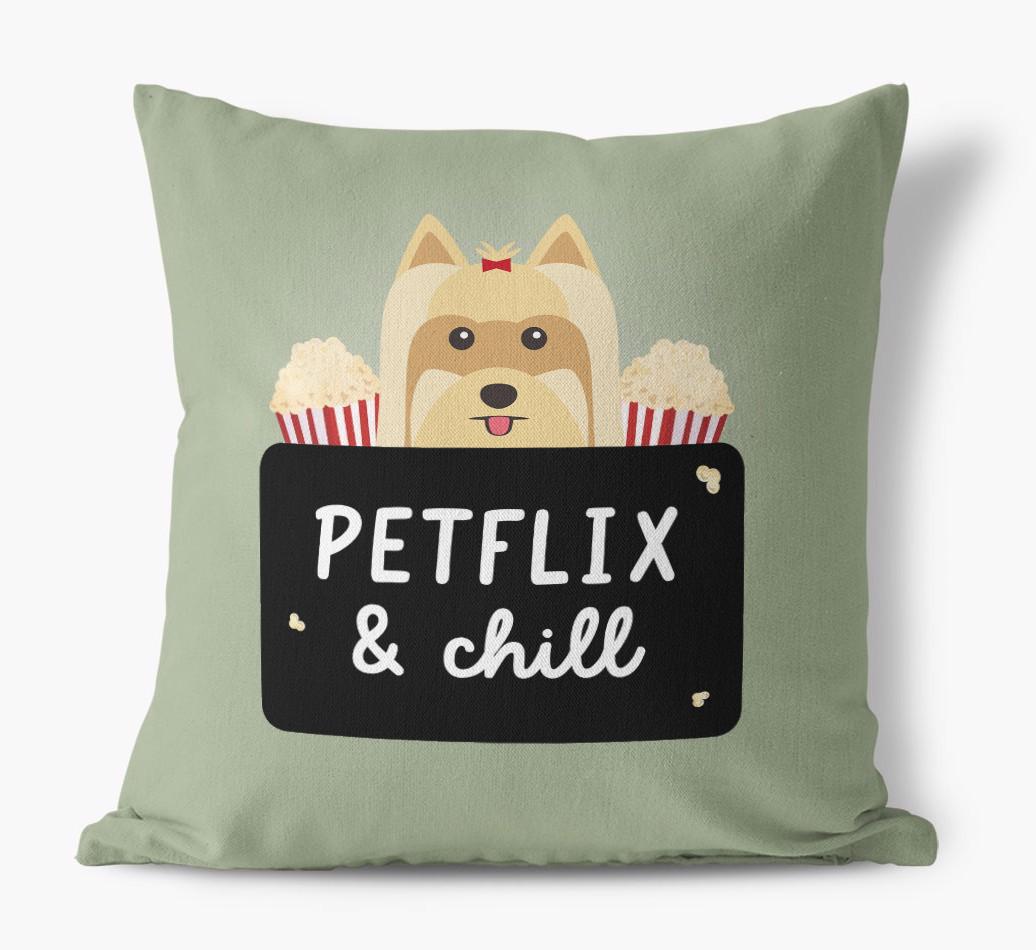 Petflix & Chill: Personalized {breedFullName} Canvas Pillow
