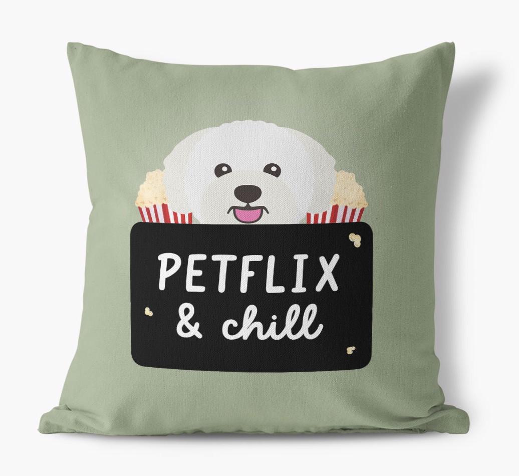 Petflix & Chill: Personalized {breedFullName} Canvas Pillow