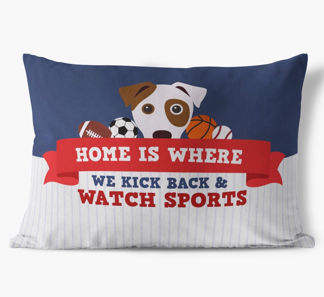 Watching Sports: Personalized {breedFullName} Soft Touch Pillow