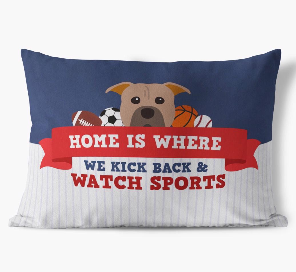 Watching Sports: Personalized {breedFullName} Soft Touch Pillow