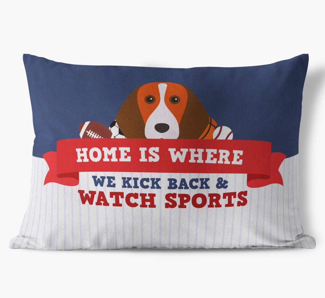 Watching Sports: Personalized {breedFullName} Soft Touch Pillow