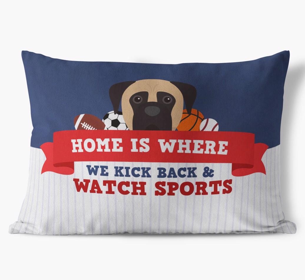 Watching Sports: Personalized {breedFullName} Soft Touch Pillow