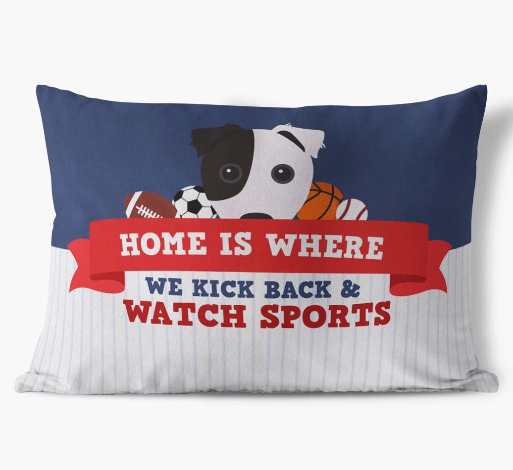 Watching Sports: Personalized {breedFullName} Soft Touch Pillow