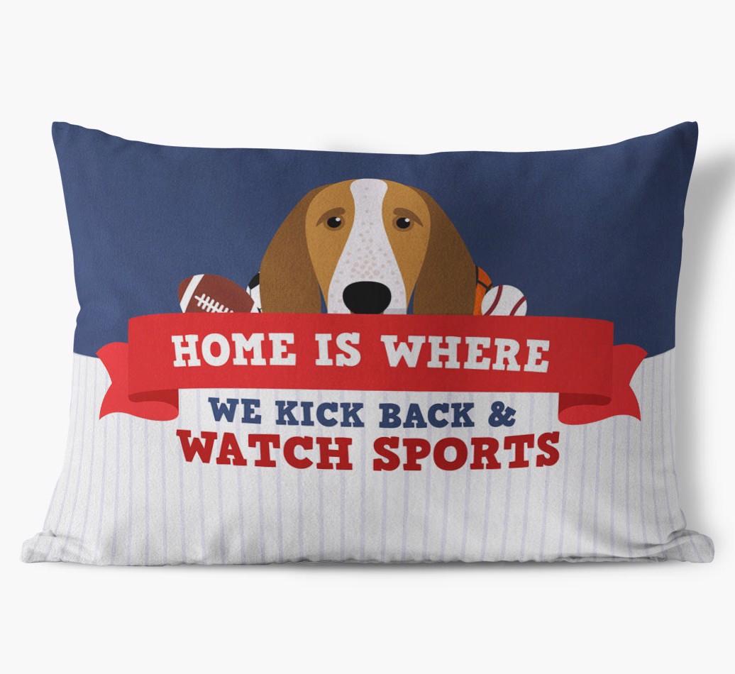 Watching Sports: Personalized {breedFullName} Soft Touch Pillow