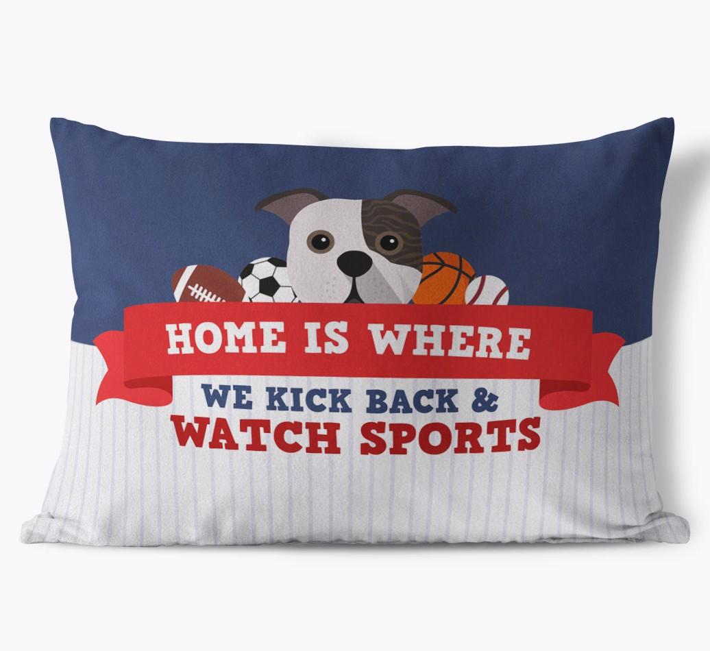 Watching Sports: Personalized {breedFullName} Soft Touch Pillow