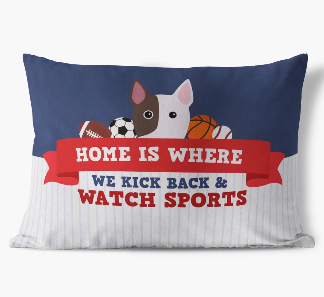 Watching Sports: Personalized {breedFullName} Soft Touch Pillow