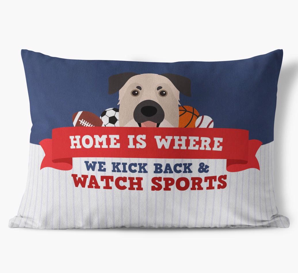 Watching Sports: Personalized {breedFullName} Soft Touch Pillow