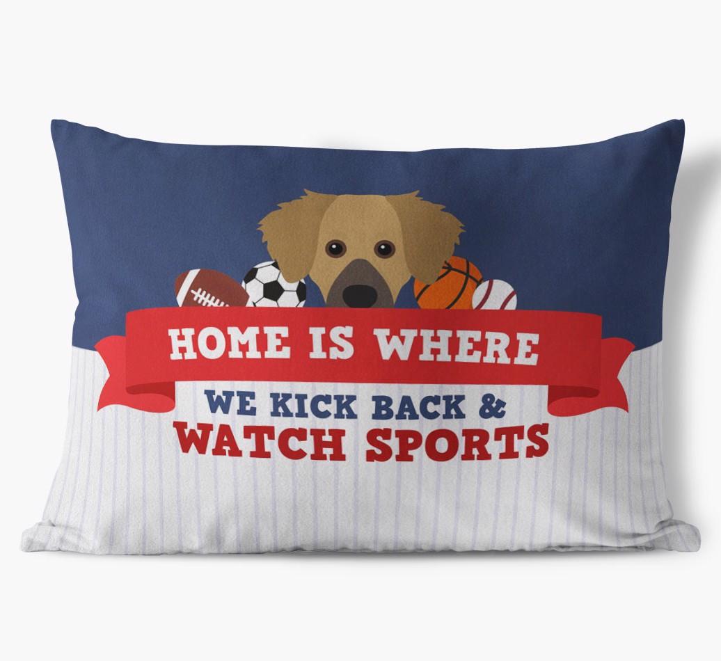 Watching Sports: Personalized {breedFullName} Soft Touch Pillow