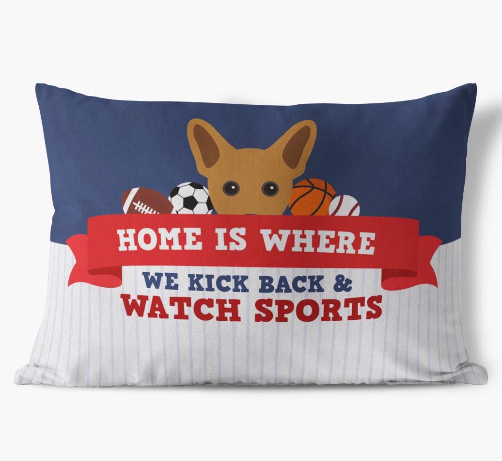 Watching Sports: Personalized {breedFullName} Soft Touch Pillow