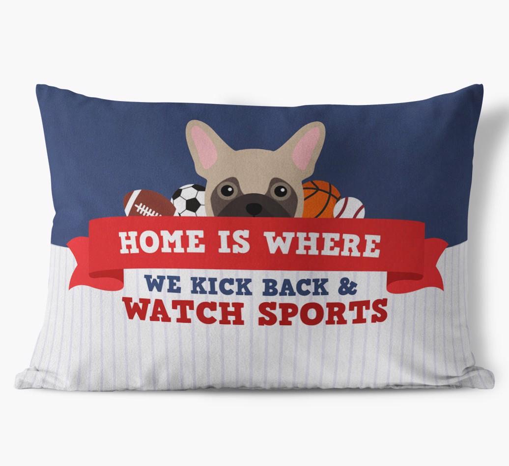 Watching Sports: Personalized {breedFullName} Soft Touch Pillow