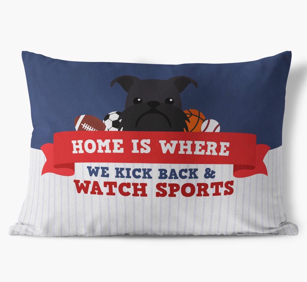 Watching Sports: Personalized {breedFullName} Soft Touch Pillow