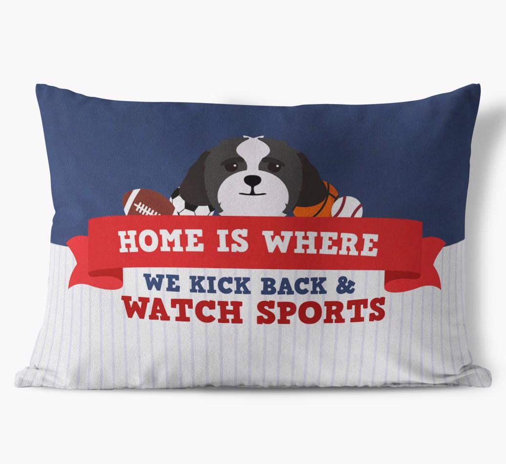 Watching Sports: Personalized {breedFullName} Soft Touch Pillow