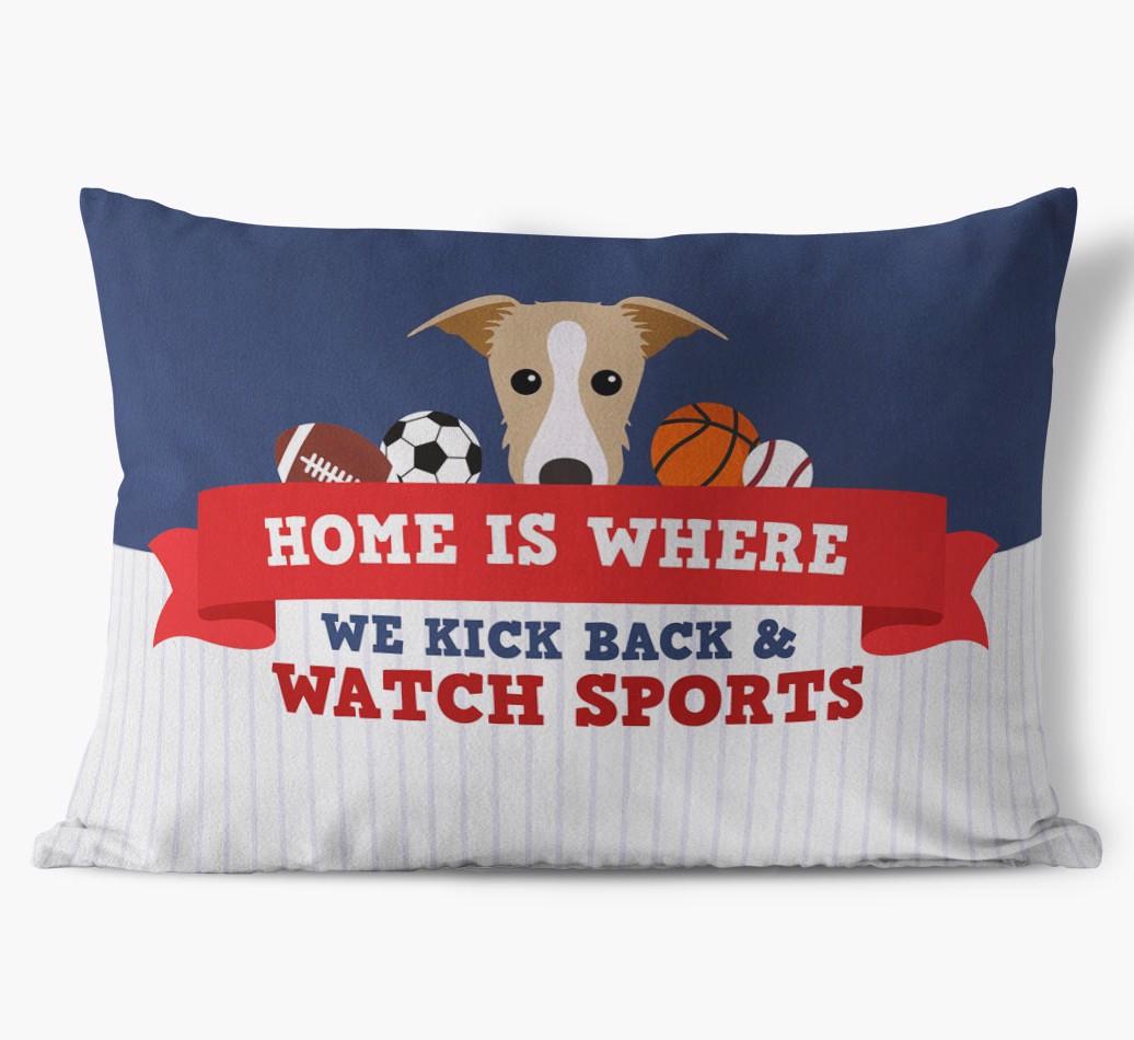 Watching Sports: Personalized {breedFullName} Soft Touch Pillow