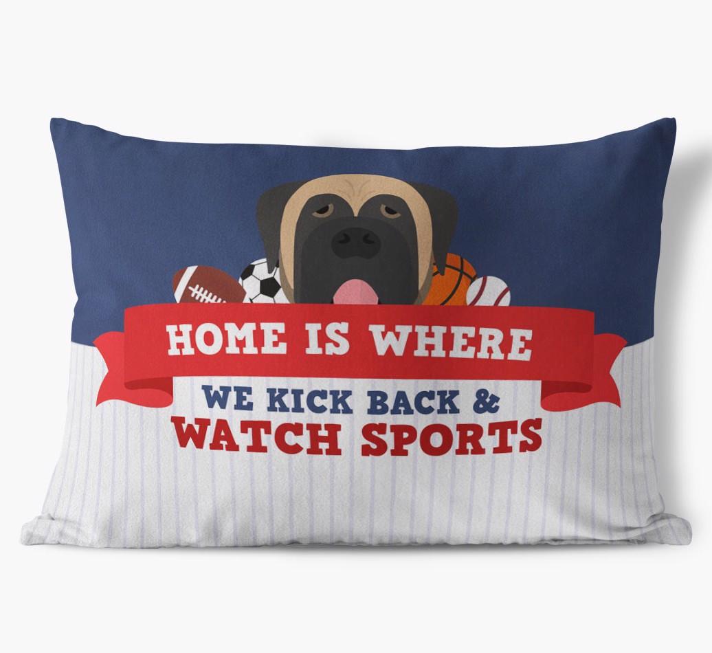 Watching Sports: Personalized {breedFullName} Soft Touch Pillow