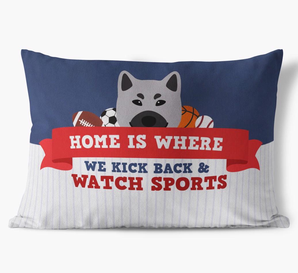 Watching Sports: Personalized {breedFullName} Soft Touch Pillow