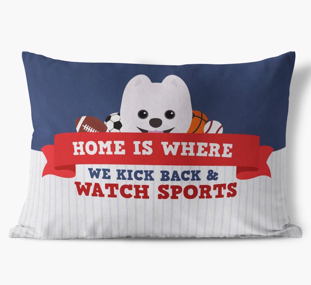 Watching Sports: Personalized {breedFullName} Soft Touch Pillow