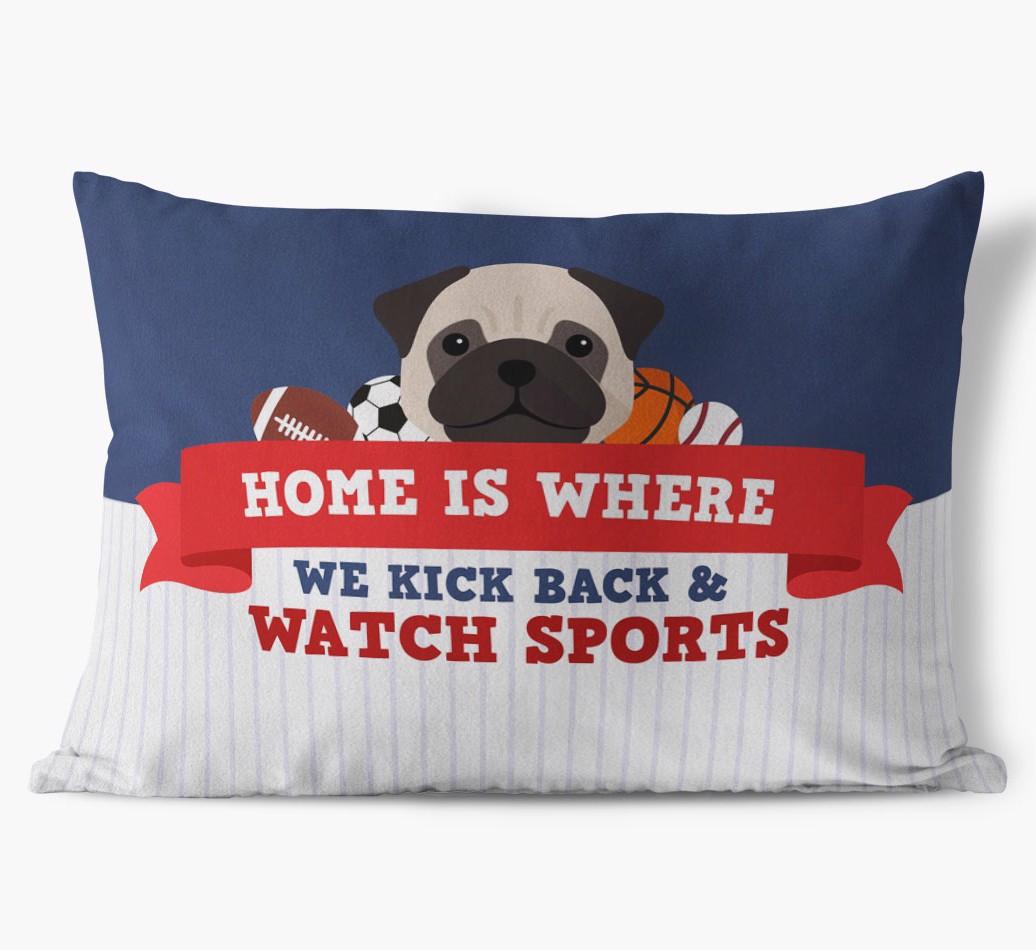 Watching Sports: Personalized {breedFullName} Soft Touch Pillow