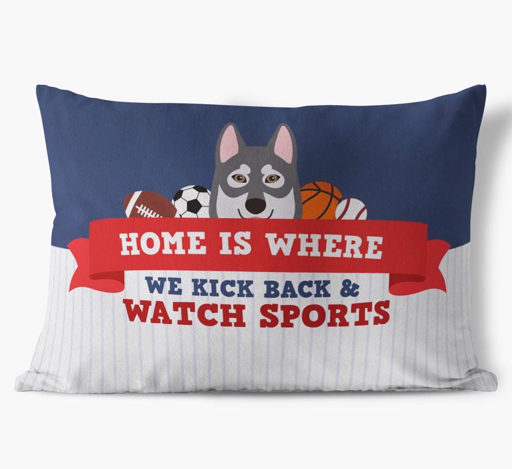 Watching Sports: Personalized {breedFullName} Soft Touch Pillow