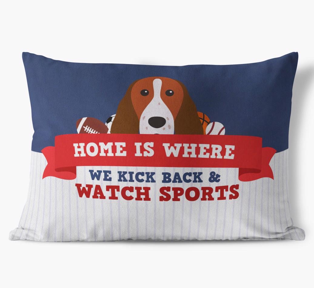 Watching Sports: Personalized {breedFullName} Soft Touch Pillow