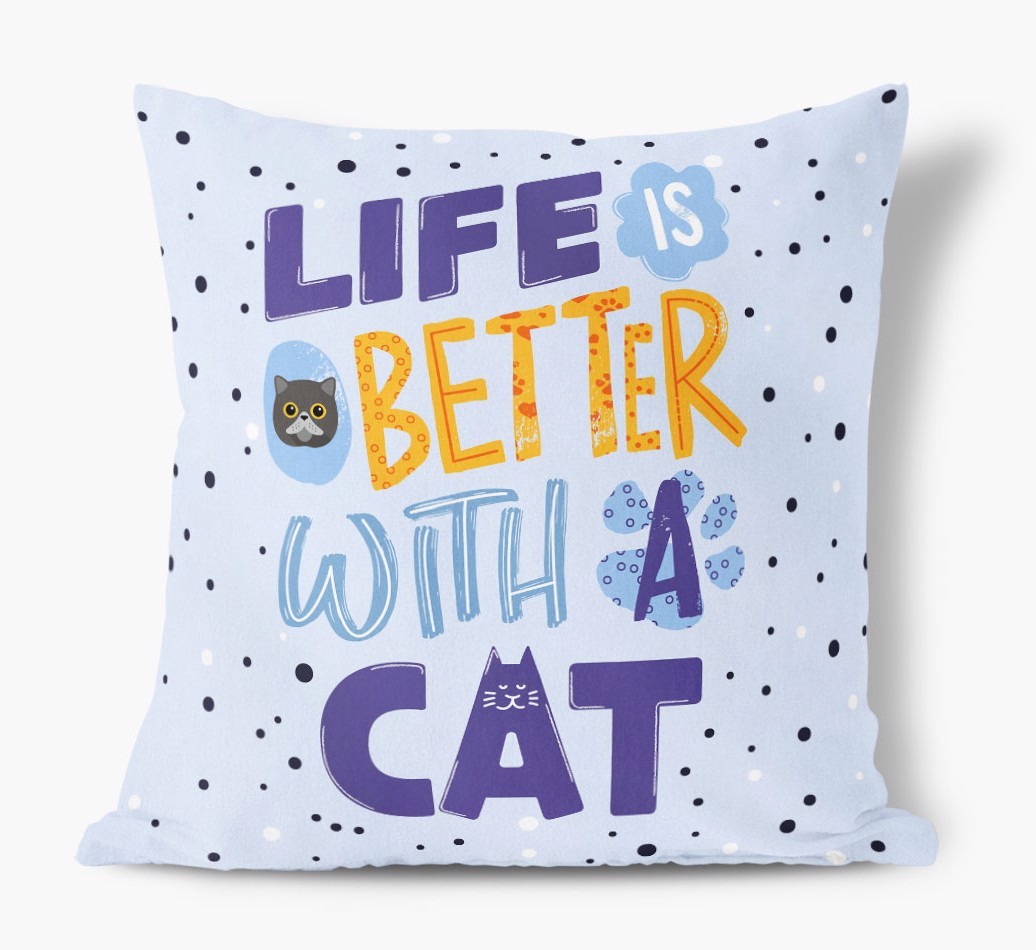 Life Is Better With a Cat: Personalised {breedCommonName} Soft Touch Cushion