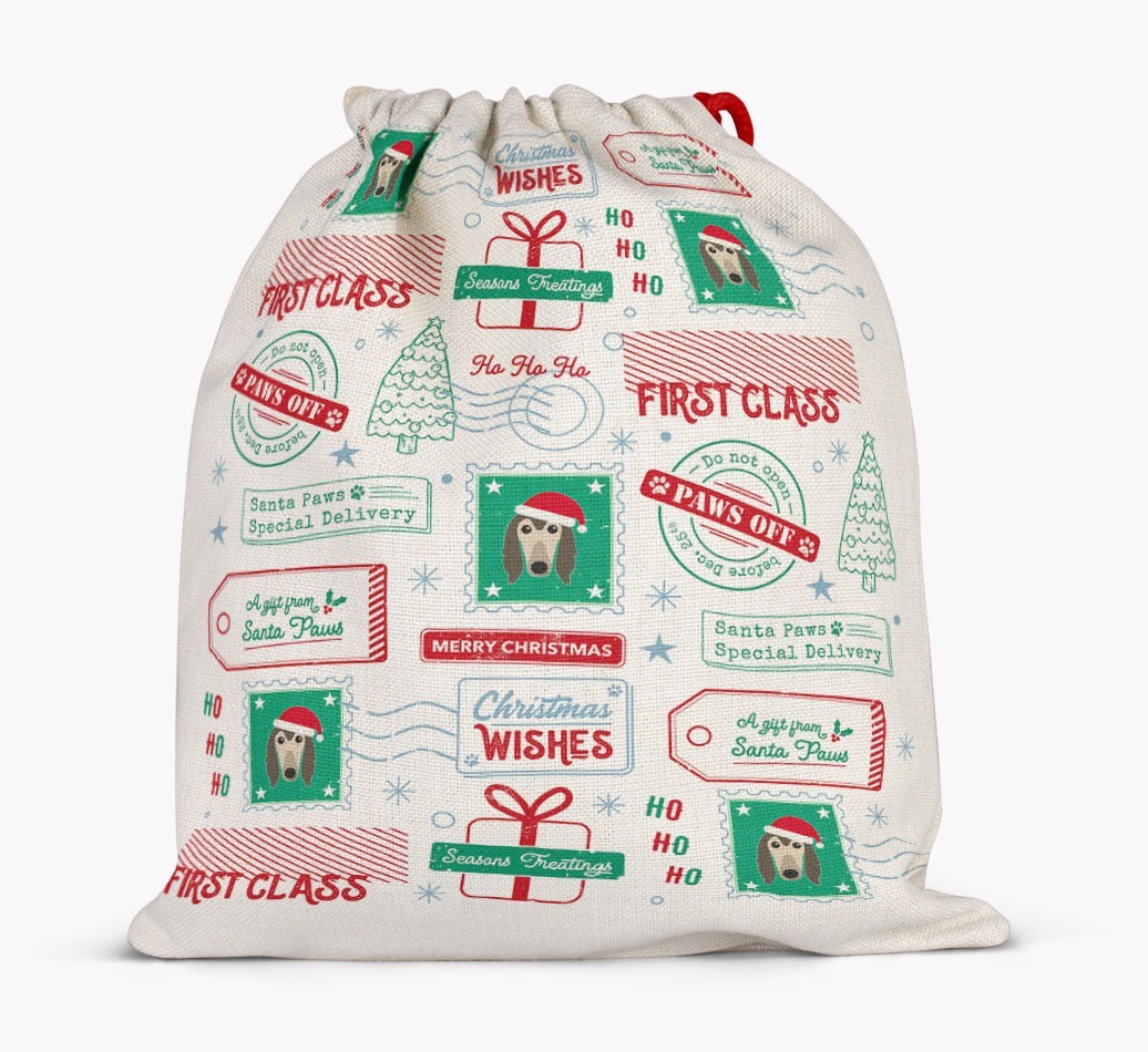 Christmas Rubber Stamps: Personalized {breedFullName} Santa Sack