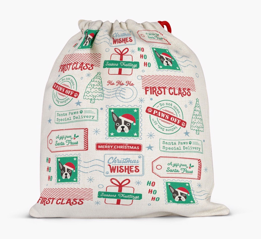 Christmas Rubber Stamps: Personalized {breedFullName} Santa Sack