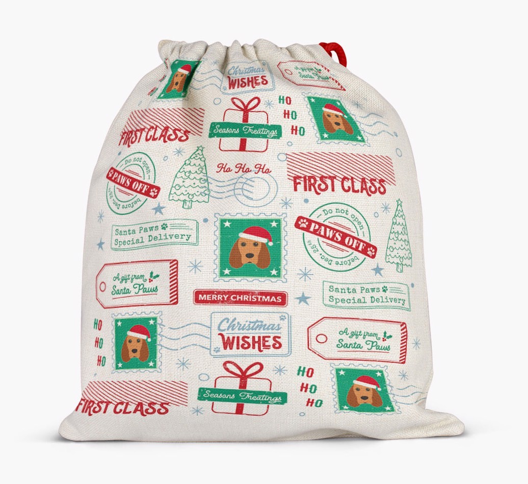 Christmas Rubber Stamps: Personalized {breedFullName} Santa Sack