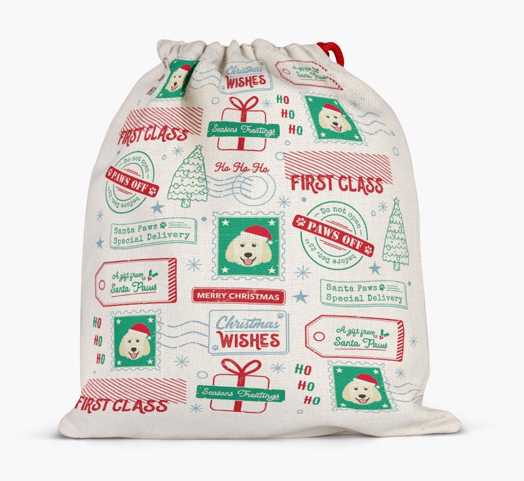 Christmas Rubber Stamps: Personalized {breedFullName} Santa Sack