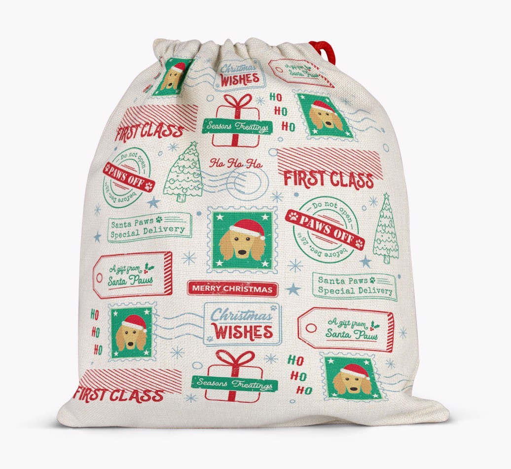 Christmas Rubber Stamps: Personalized {breedFullName} Santa Sack