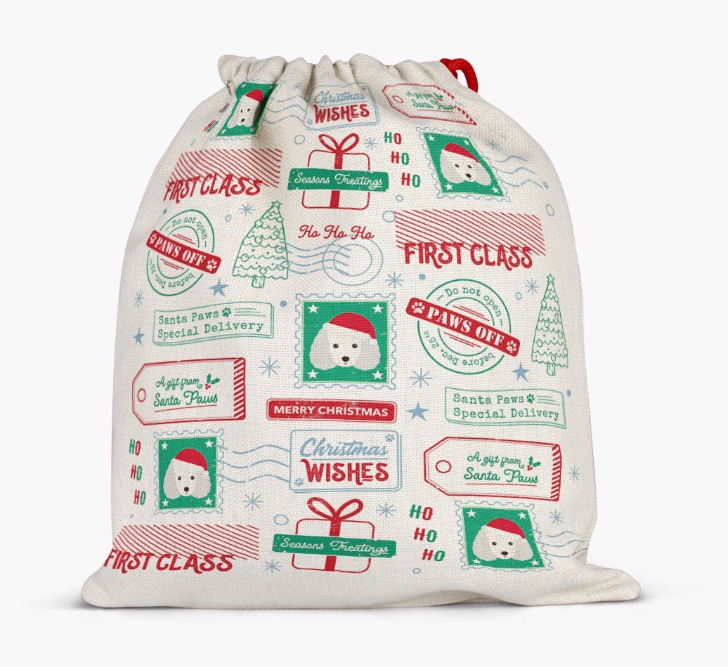 Christmas Rubber Stamps: Personalized {breedFullName} Santa Sack