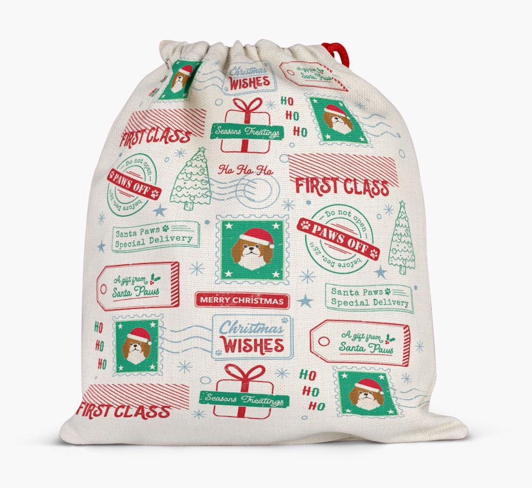 Christmas Rubber Stamps: Personalized {breedFullName} Santa Sack