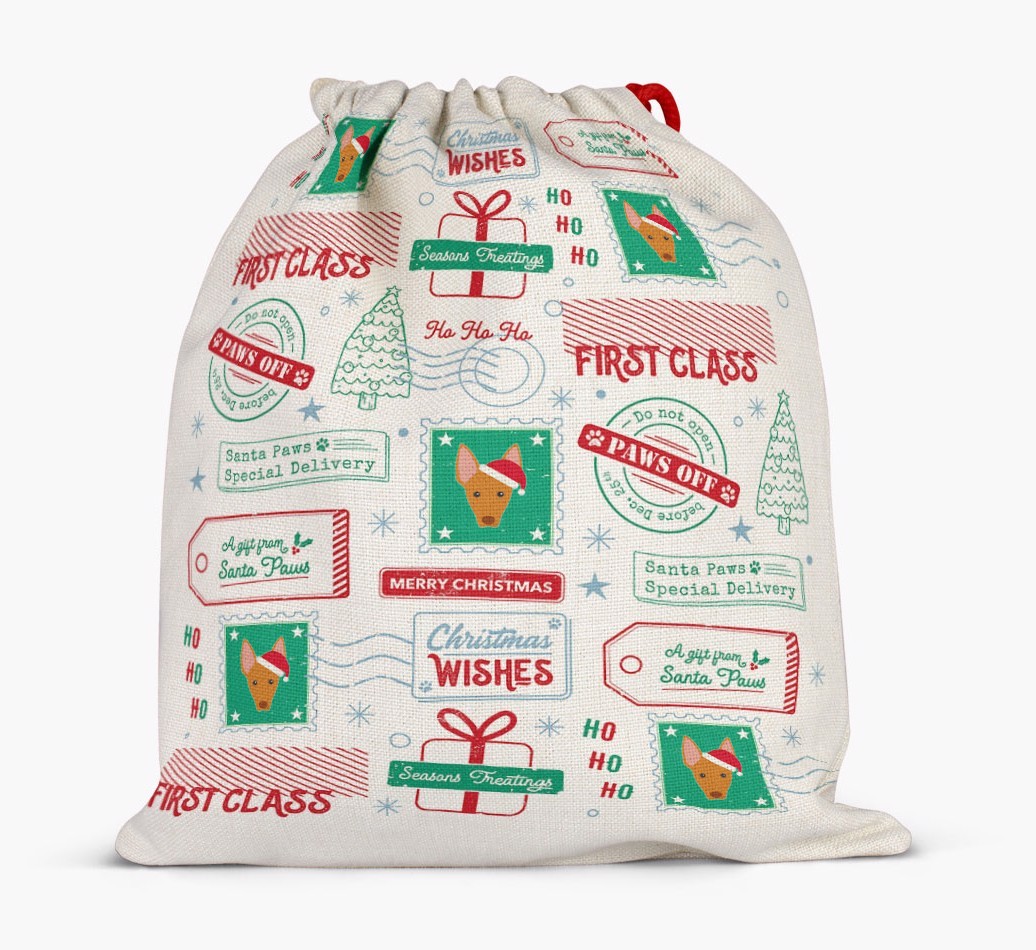 Christmas Rubber Stamps: Personalized {breedFullName} Santa Sack