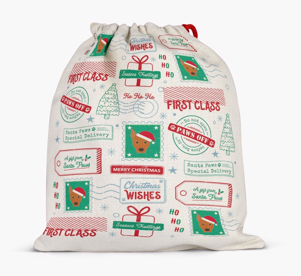 Christmas Rubber Stamps: Personalized {breedFullName} Santa Sack