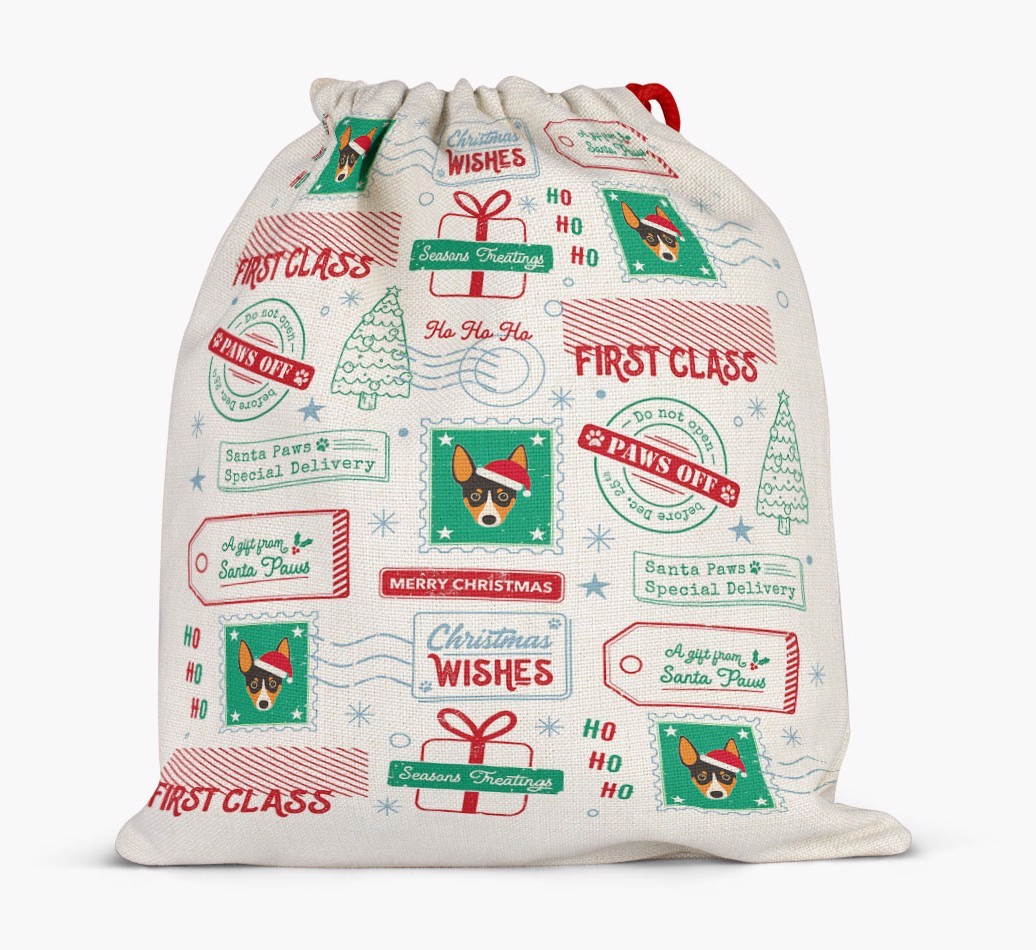 Christmas Rubber Stamps: Personalized {breedFullName} Santa Sack