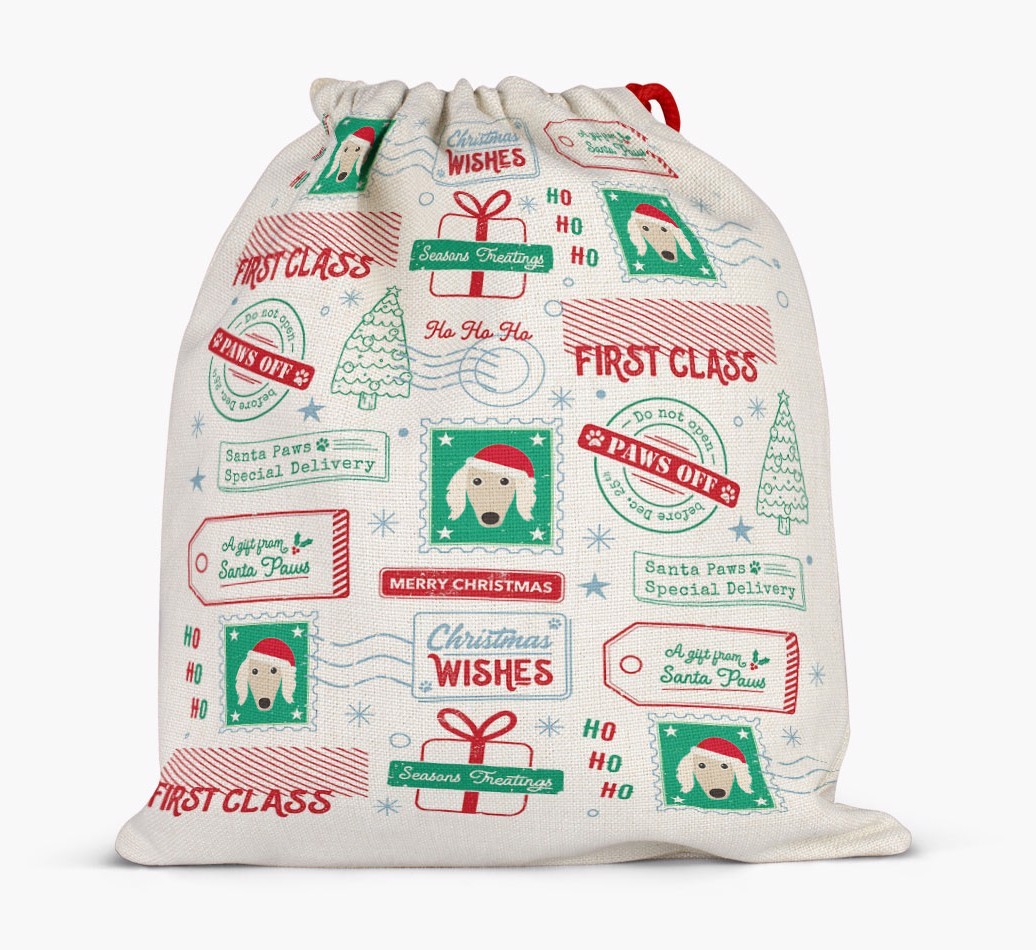 Christmas Rubber Stamps: Personalized {breedFullName} Santa Sack