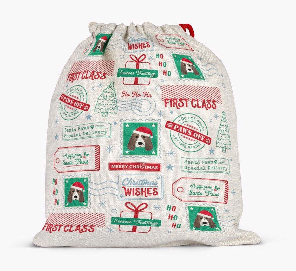Christmas Rubber Stamps: Personalized {breedFullName} Santa Sack
