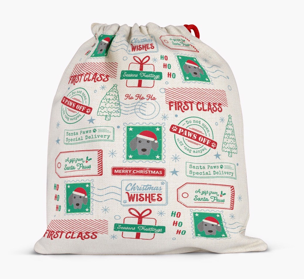 Christmas Rubber Stamps: Personalized {breedFullName} Santa Sack