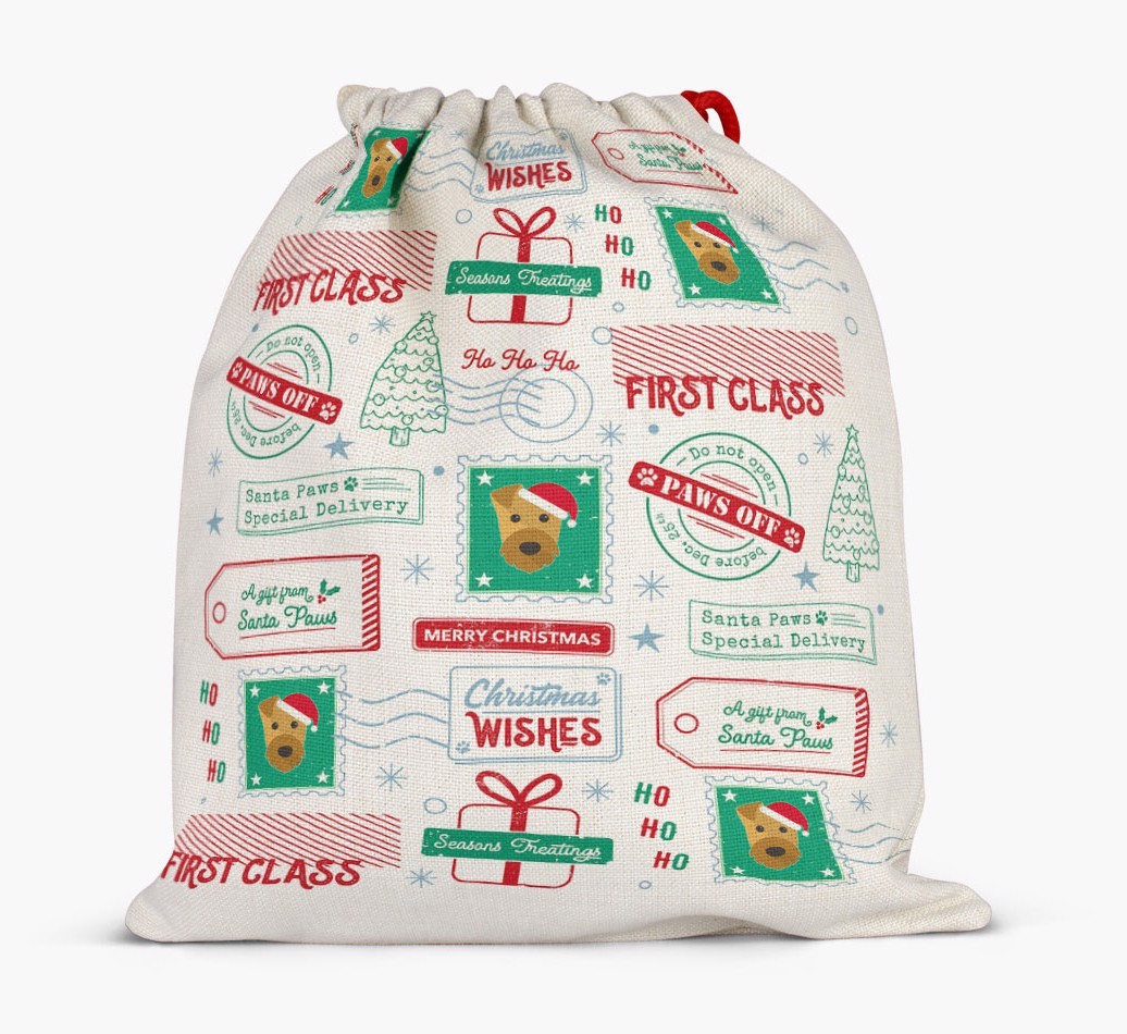 Christmas Rubber Stamps: Personalized {breedFullName} Santa Sack