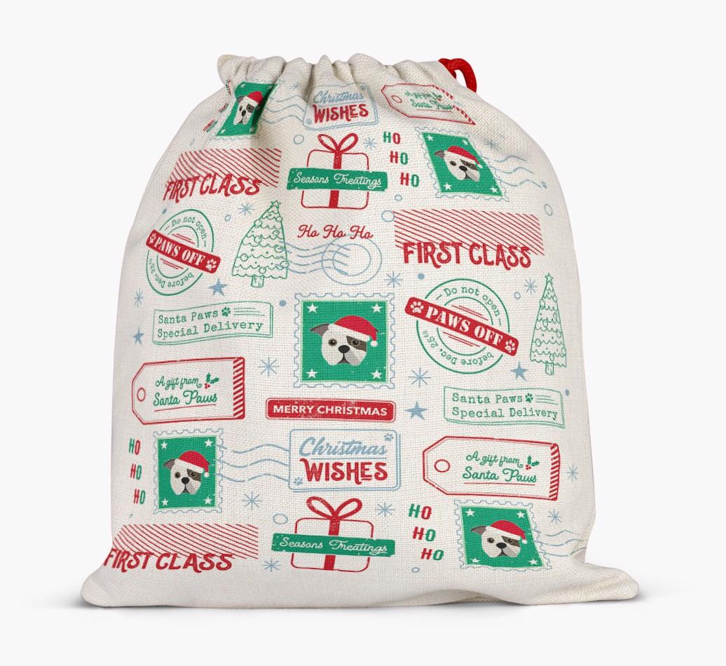 Christmas Rubber Stamps: Personalized {breedFullName} Santa Sack