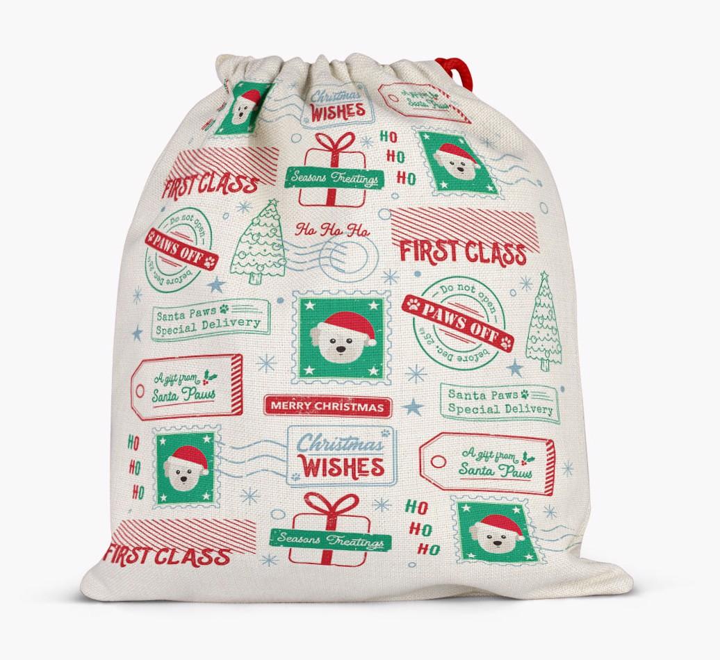 Christmas Rubber Stamps: Personalized {breedFullName} Santa Sack