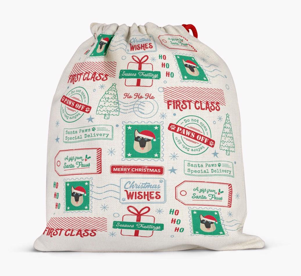 Christmas Rubber Stamps: Personalized {breedFullName} Santa Sack