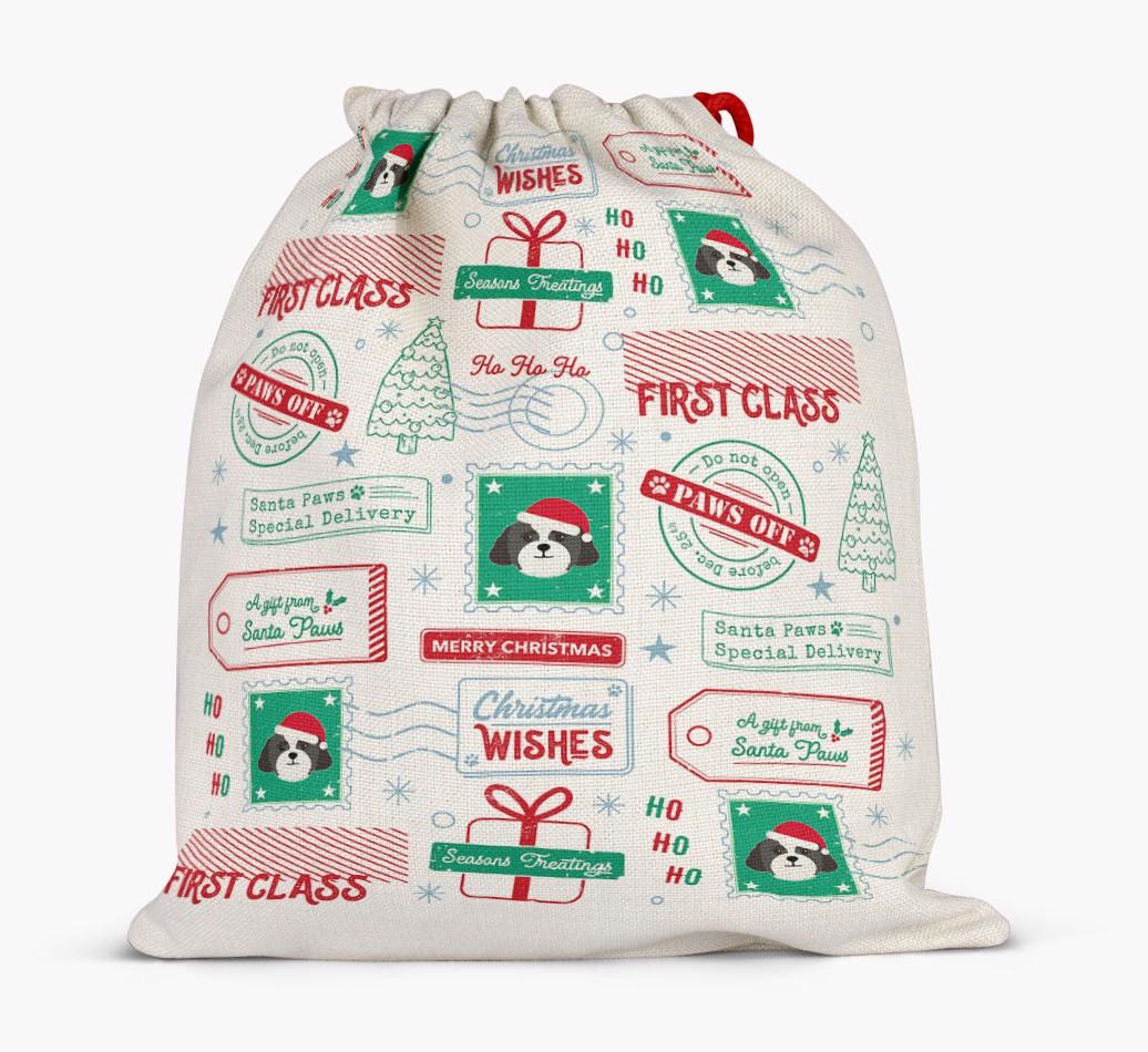 Christmas Rubber Stamps: Personalized {breedFullName} Santa Sack