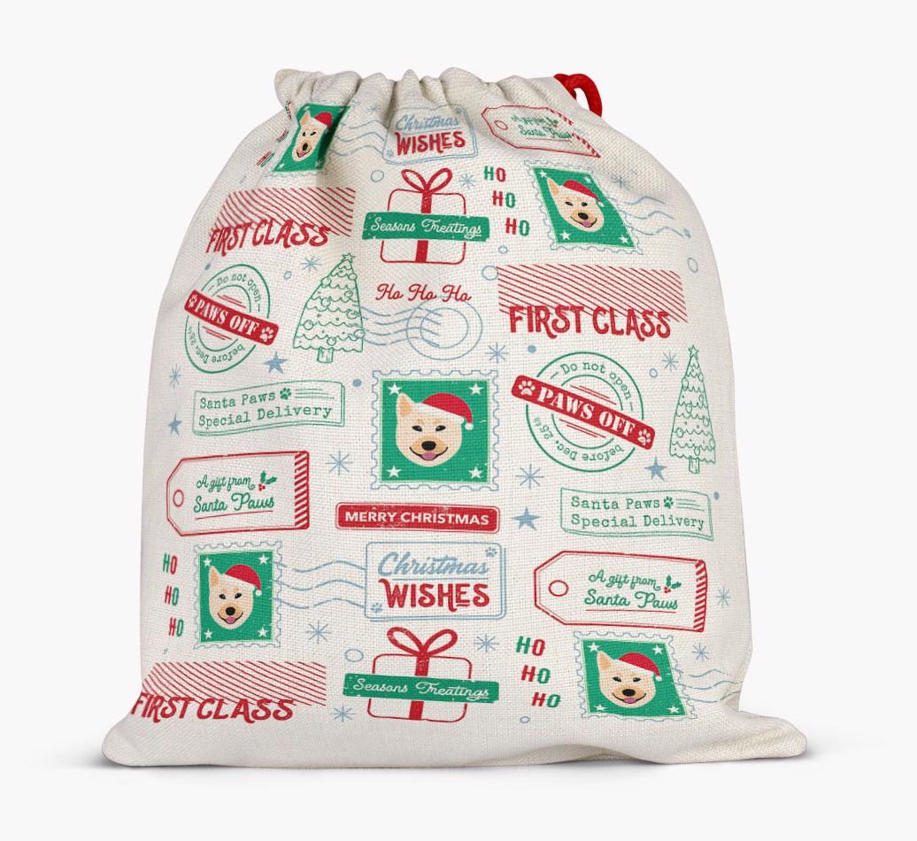 Christmas Rubber Stamps: Personalized {breedFullName} Santa Sack